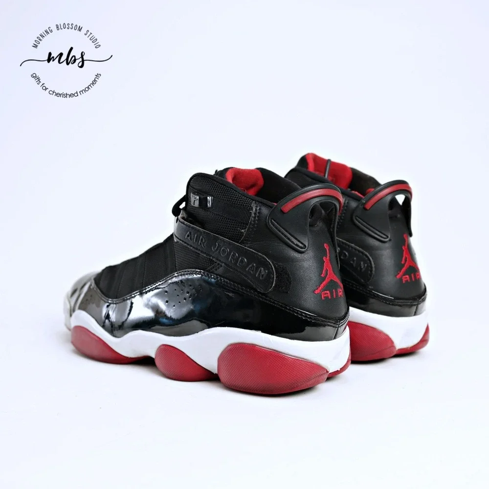 Nike Air Jordan 6 Rings Bred Hybrid Basketball Sneakers Black Red White Men 9